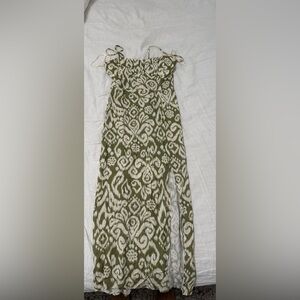 Zara Green and White Strapless Maxi Sundress, size XS